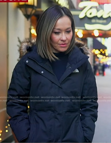 Eva's black hooded jacket on Good Morning America