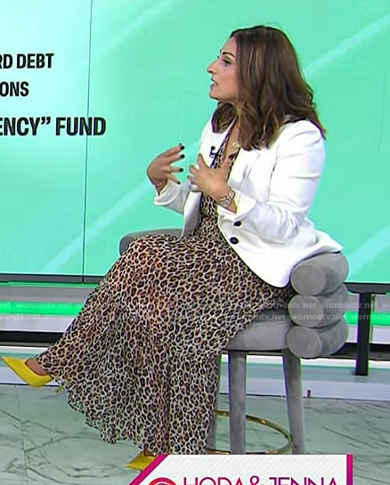 Farnoosh Torabi's leopard print dress and white blazer on Today