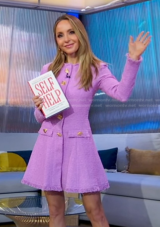 Gabrielle Bernstein's lilac tweed dress on Good Morning America