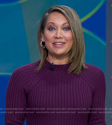 Ginger's purple ribbed sweater dress on Good Morning America