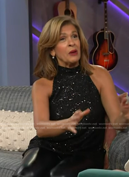 Hoda's black sequin top on The Kelly Clarkson Show