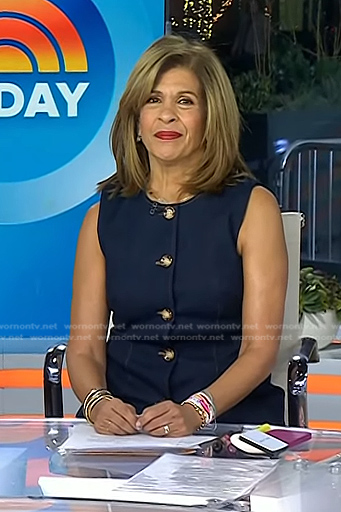 Hoda's denim vest and wide leg jeans on Today