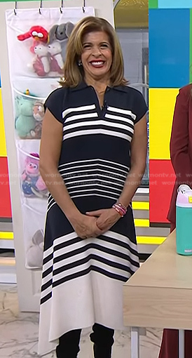 Hoda's navy striped midi dress on Today