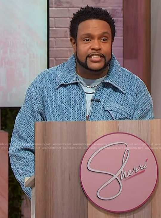 Jawn's blue corduroy jacket and pants on Sherri
