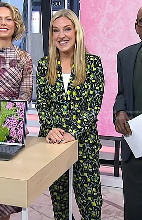 Jennifer Jolly's black lemon print suit on Today