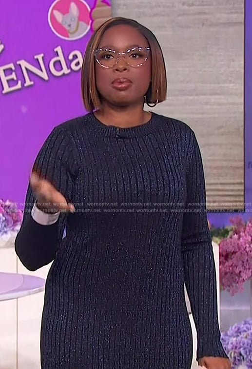 Jennifer's black ribbed metallic dress on The Jennifer Hudson Show