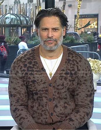 Joe Manganiello's brown animal print cardigan on Today