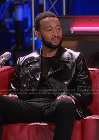 John's black leather moto jacket on The Voice