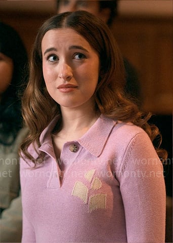 Kacey's lilac polo sweater on The Sex Lives of College Girls