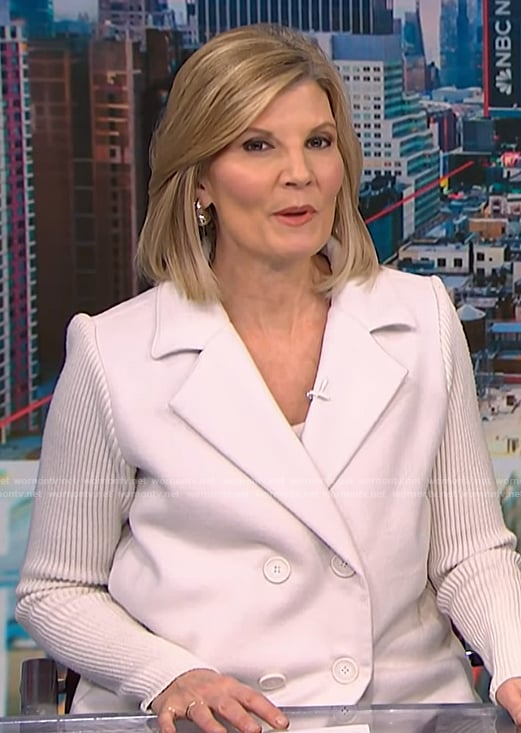 Kate's white mixed media blazer on NBC News Daily