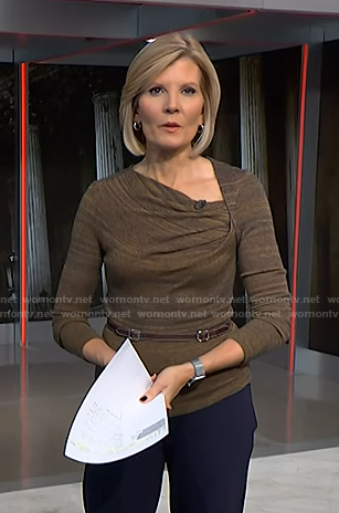 Kate's brown asymmetric neck top on NBC News Daily