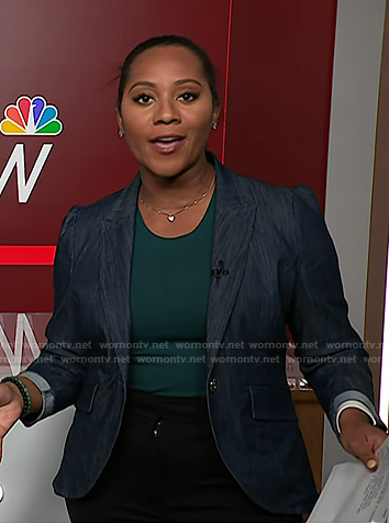 Kay Angrum's denim blazer on NBC News Daily