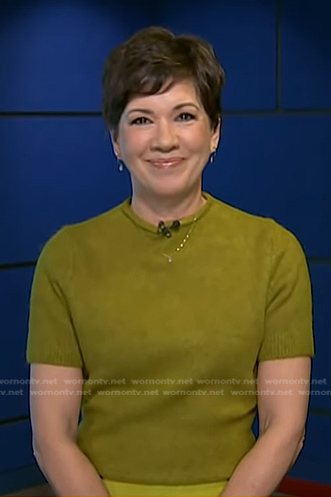 Kelly Cobiella's green short sleeve sweater on Today
