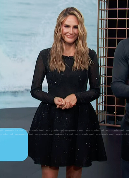 Keltie's black rhinestone embellished mini dress on E! News