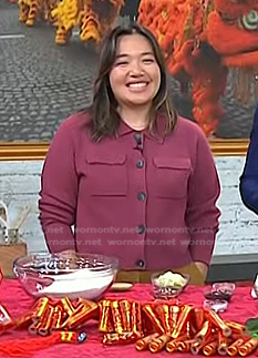 Kristina Cho's pink knit shirt jacket on Today
