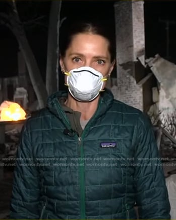 Kayna Whitworth's green quilted jacket hoodie on Good Morning America