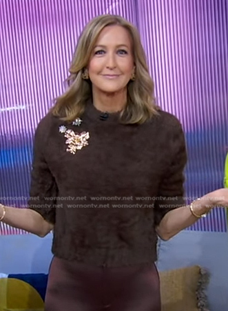 Lara's brown embellished sweater on Good Morning America