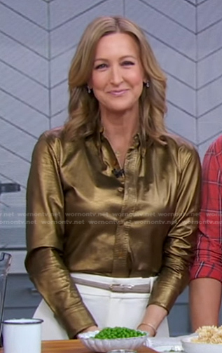 Lara's metallic leather shirt on Good Morning America