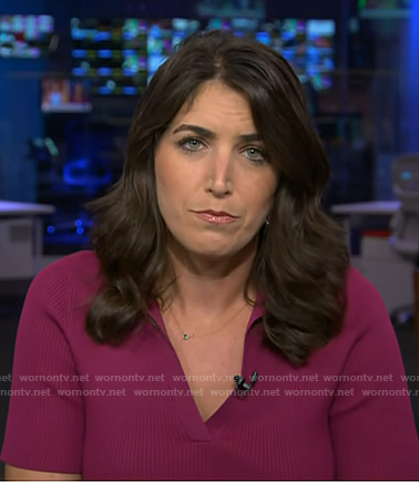 Liz's raspberry pink ribbed polo top on Today