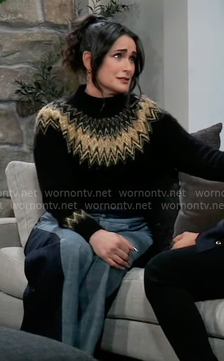 Lois's black chevron fair-isle sweater on General Hospital