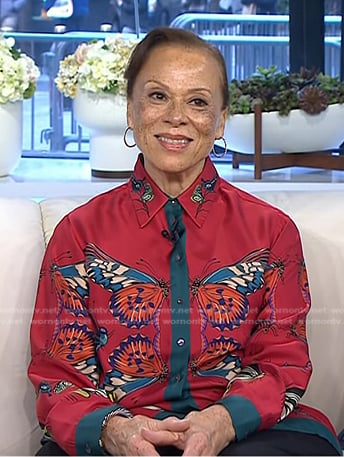 Lonnie Ali's red butterfly print blouse on Today