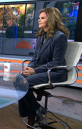 Maria's navy velvet blazer and pant suit on Today