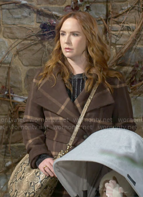 Mariah's brown checked coat on The Young and the Restless