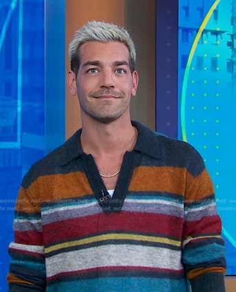Matt Rogers's striped polo sweater on Good Morning America
