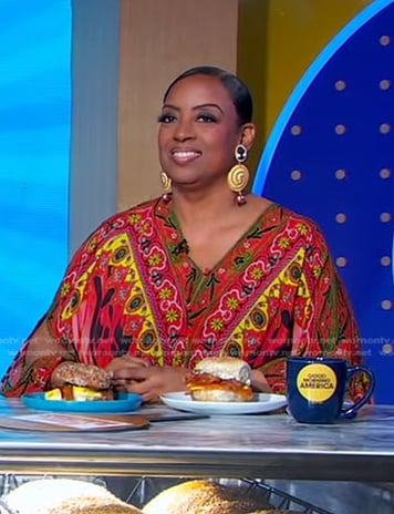 Melba Wilson's red print kaftan on Good Morning America
