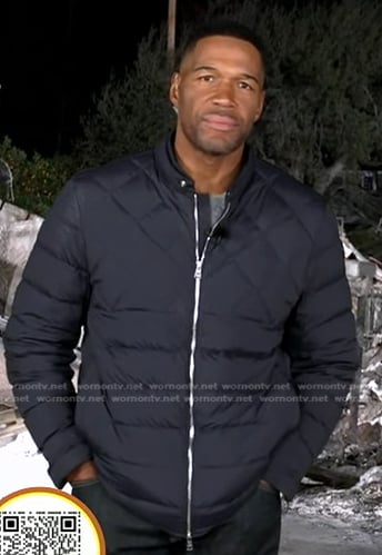 Michael Strahan's navy down jacket on Good Morning America