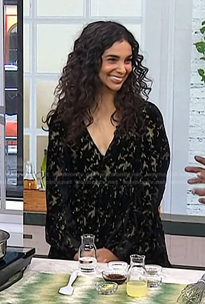 Nisha Vora's black velvet burnout dress on Today