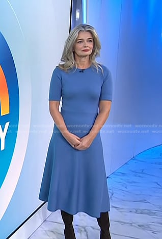 Paulina Porizkova's blue knit midi dress on Today