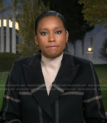 Rachel's black plaid coat on Good Morning America