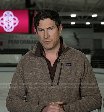 Sam Brock's brown half-zip sweater on Today