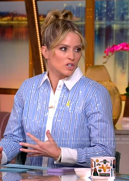Sara's blue stripe sequin shirt on The View