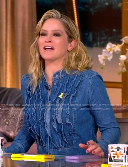 Sara's denim ruffle top on The View