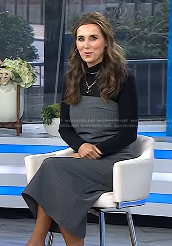Sarah Eggenberger's grey pinstripe dress on Today