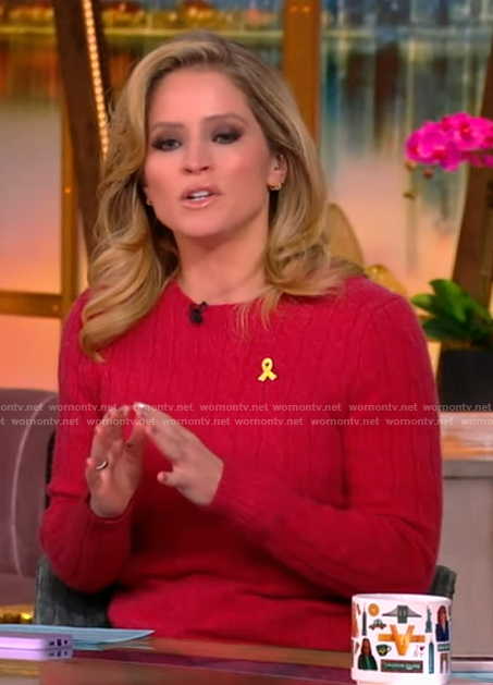 Sara's red cable knit sweater on The View