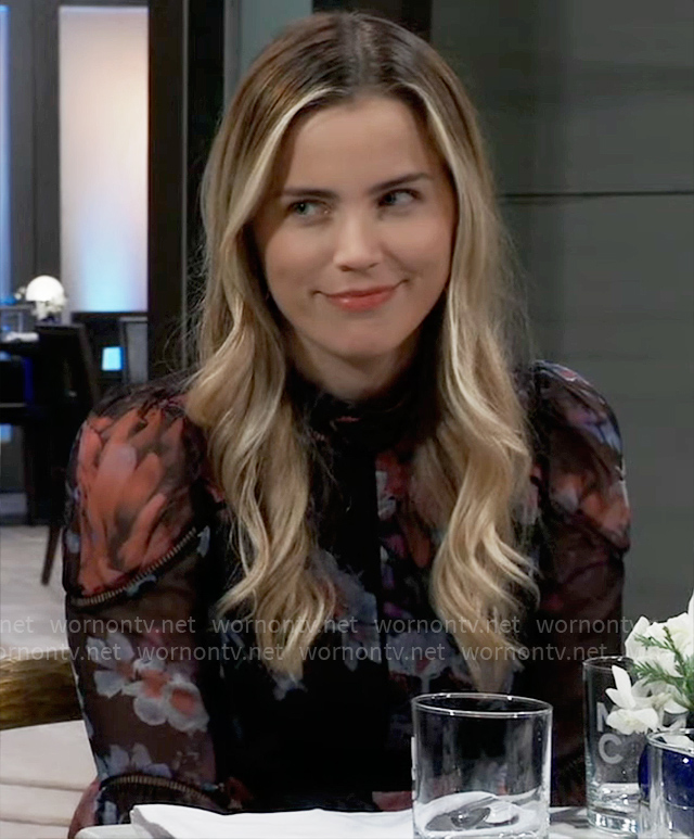 Sasha's black floral blouse on General Hospital