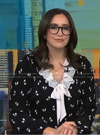 Savannah’s black bow print ruffle dress on NBC News Daily