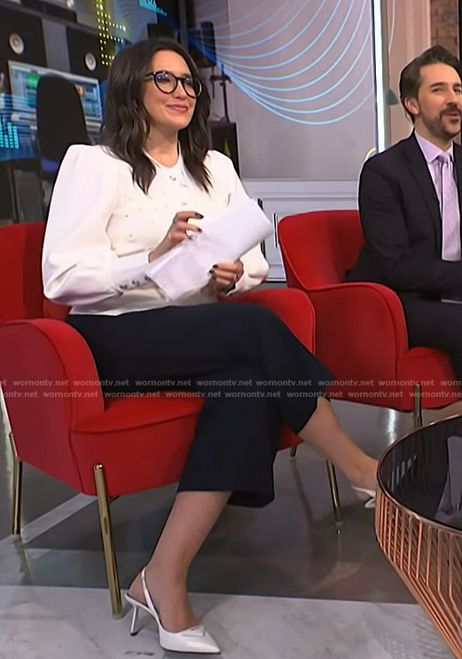 Savannah's white jacket and pumps on NBC News Daily