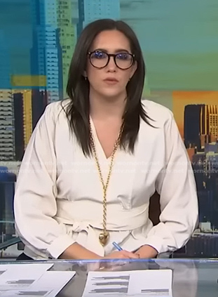 Savannah's white wrap blouse on NBC News