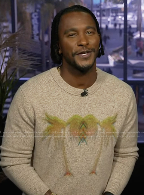 Scott's palm print sweater on on Access Hollywood