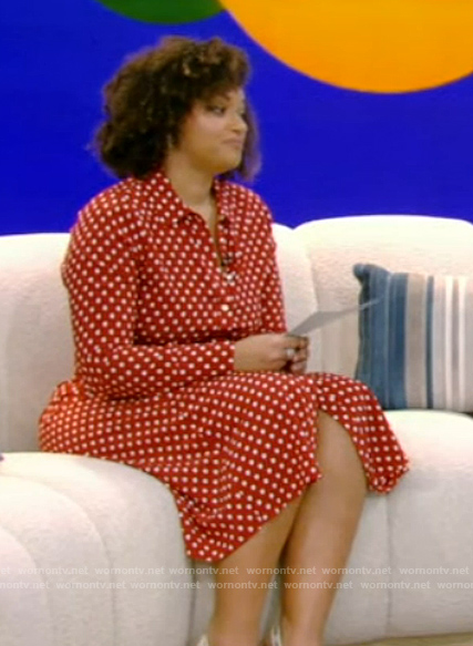 Rachel Rodgers's red polka dot print shirtdress on Live with Kelly and Mark