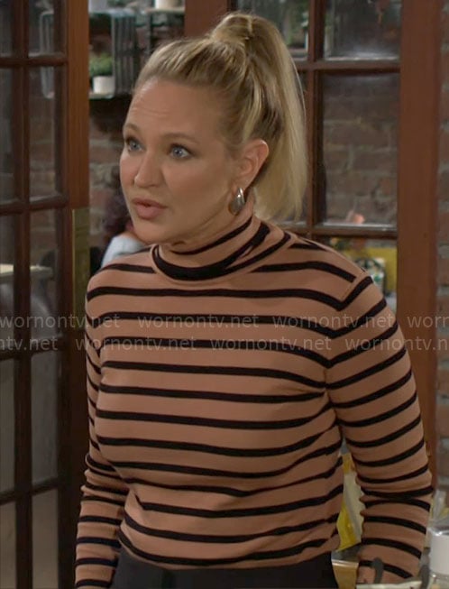 Sharon's striped turtleneck top on The Young and the Restless