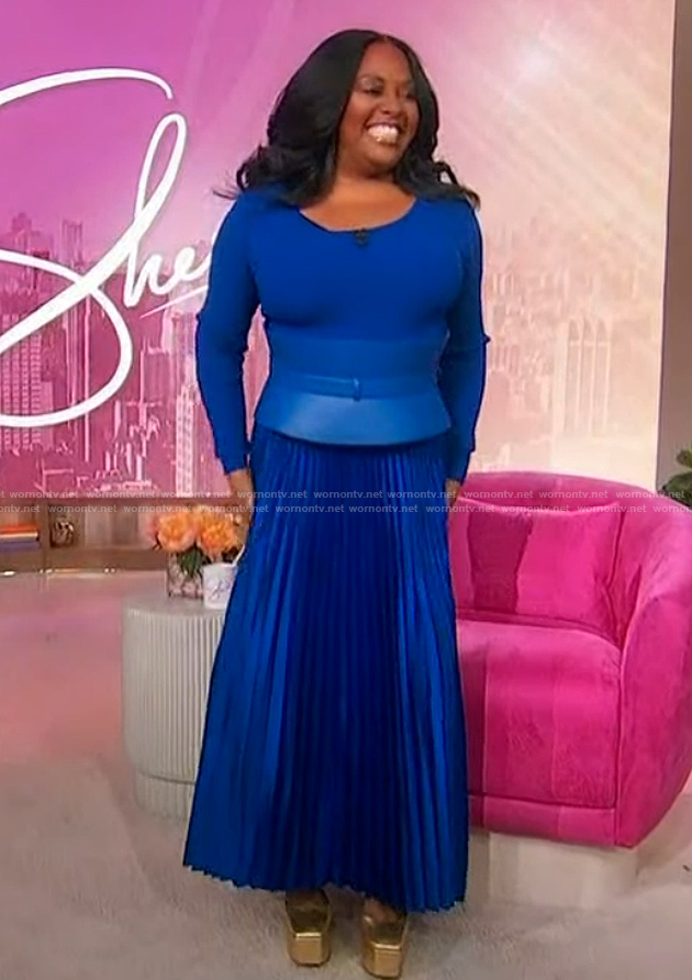 Sherri's blue pleated dress on Sherri