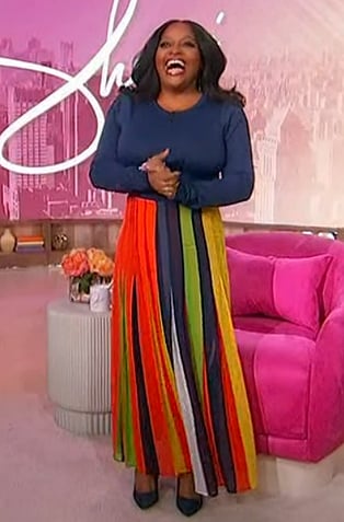 Sherri's multicolored stripe skirt on Sherri