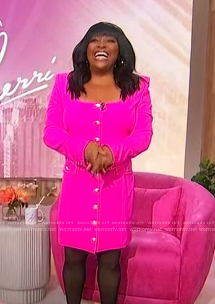 Sherri's pink button front dress on Sherri