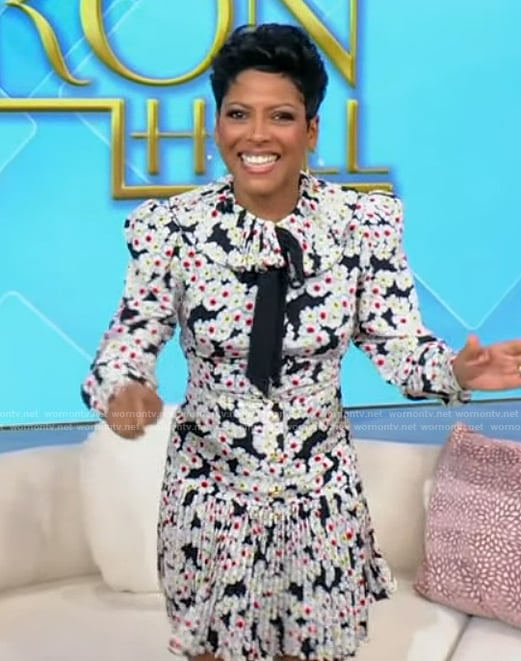 Tamron's floral print mini dress on Tamron Hall Show
