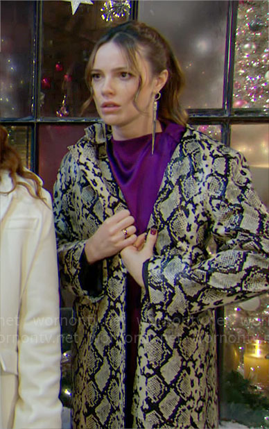 Tessa's snakeskin coat on The Young and the Restless